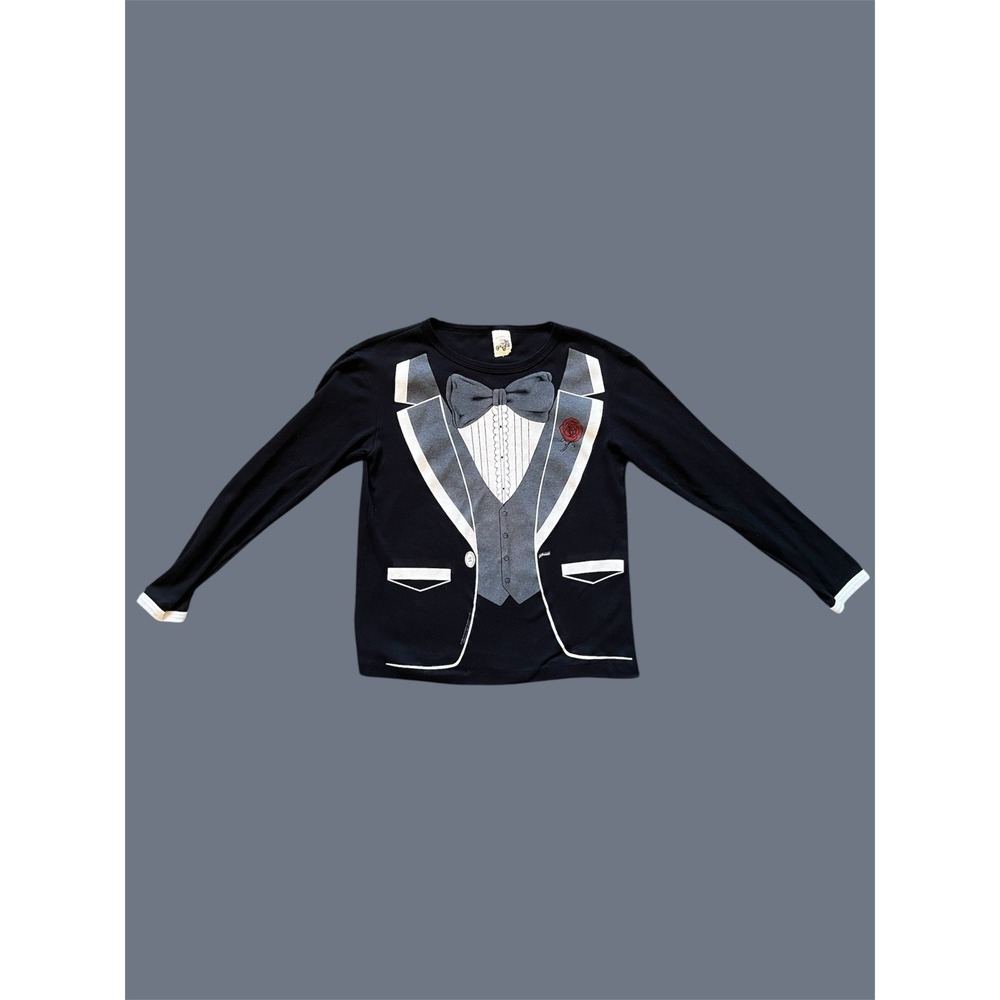 VINTAGE‎ 1980 ATHLETIC SUPPORTER MODEL T LONG SLEEVE TUXEDO PRINT SIZE L
